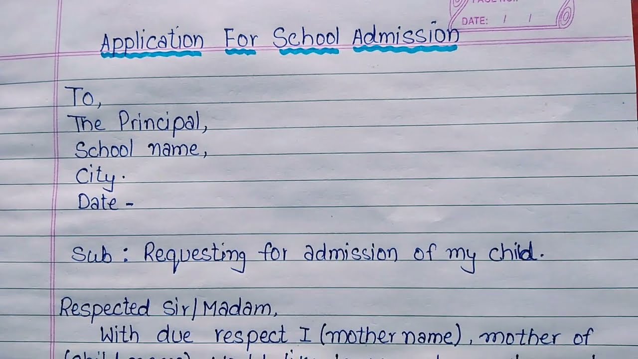 request letter for school admission | application for new school admission by parents