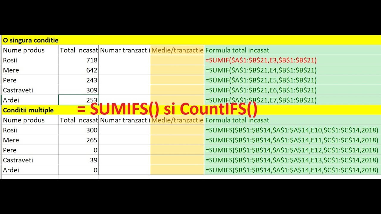 Cum sa aduni si sa numeri in functie de anumite criterii. Functiile SumIF si CountIF