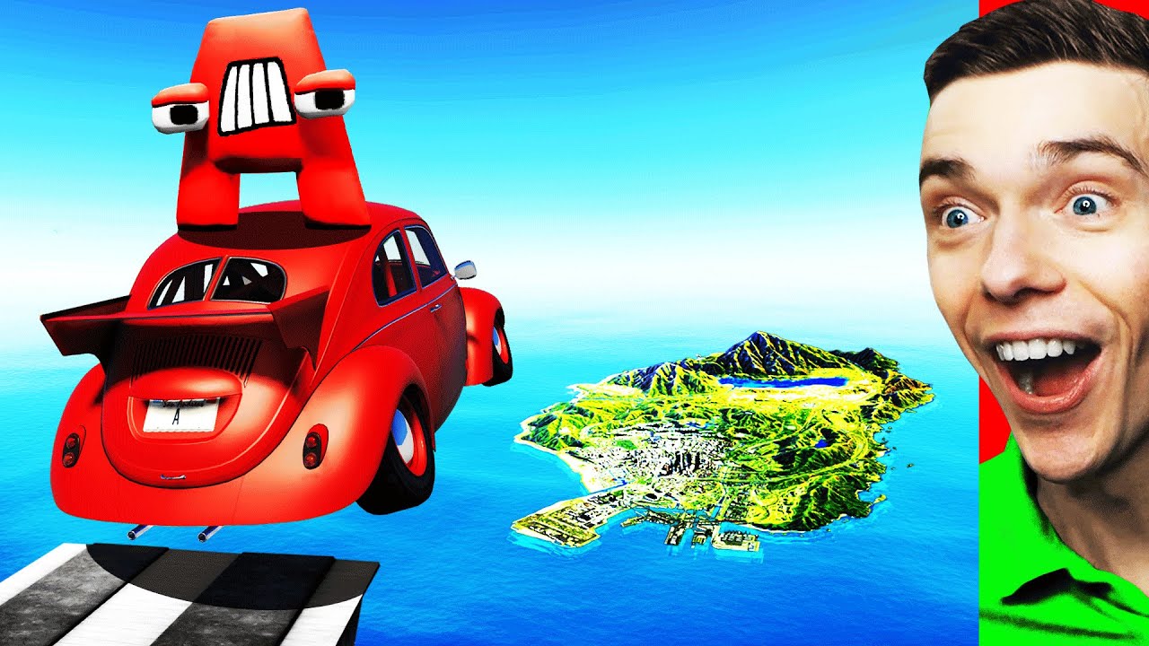 Jumping ALPHABET LORE CARS Across GTA 5