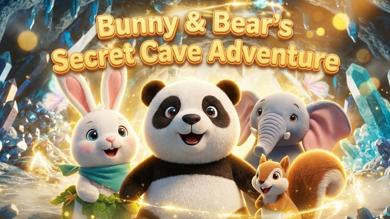 Rainbow Crystal Waterfall! 💎 Bunny & Bear’s Secret Cave Adventure | Cute 3D Animation