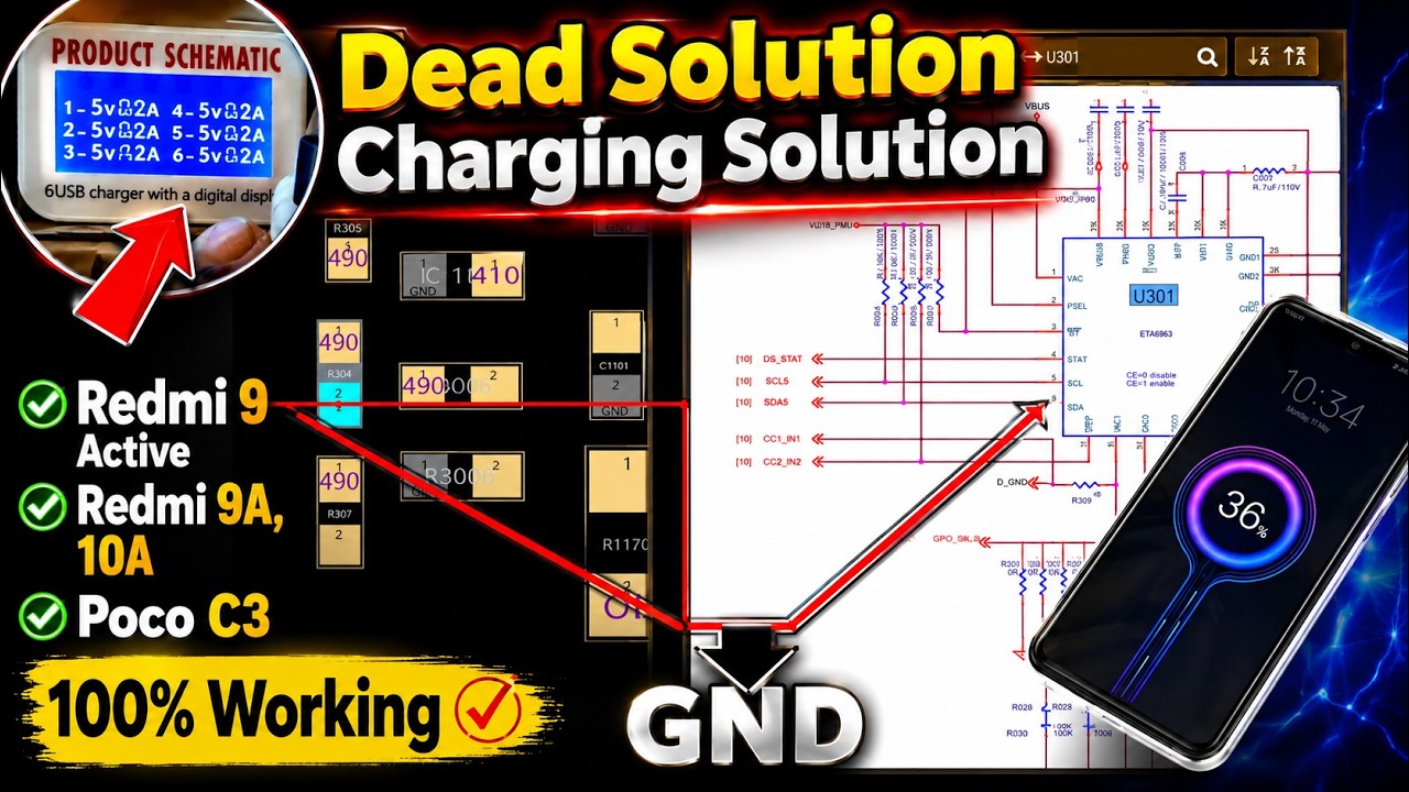 Redmi 9 Active,9A,9C,10A,Poco C3 Dead Solution (Charging V0.6A Se V1.3A Repair)