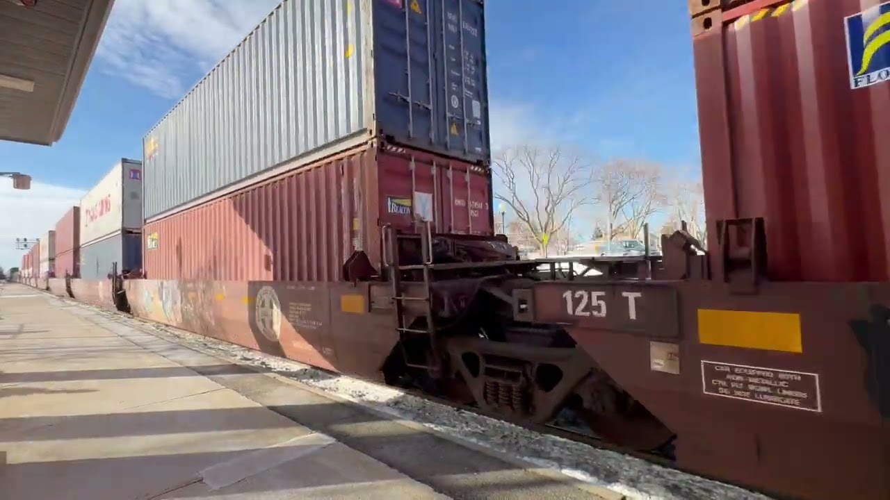 BNSF Intermodal Freight Train Passing Westmont Station
