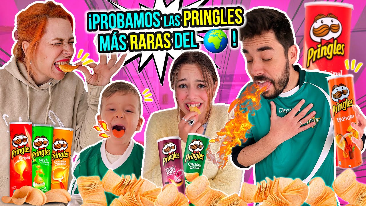 ESPAÑOLES PRUEBAN las PRINGLES más RARAS del MUNDO 😱 PRINGLES CHALLENGE - Familia Carameluchi