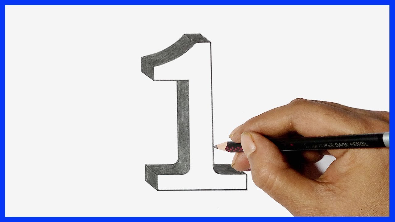How To Draw Number 1 3D//first number drawing //3d number drawing #1 #drawign #3d #number