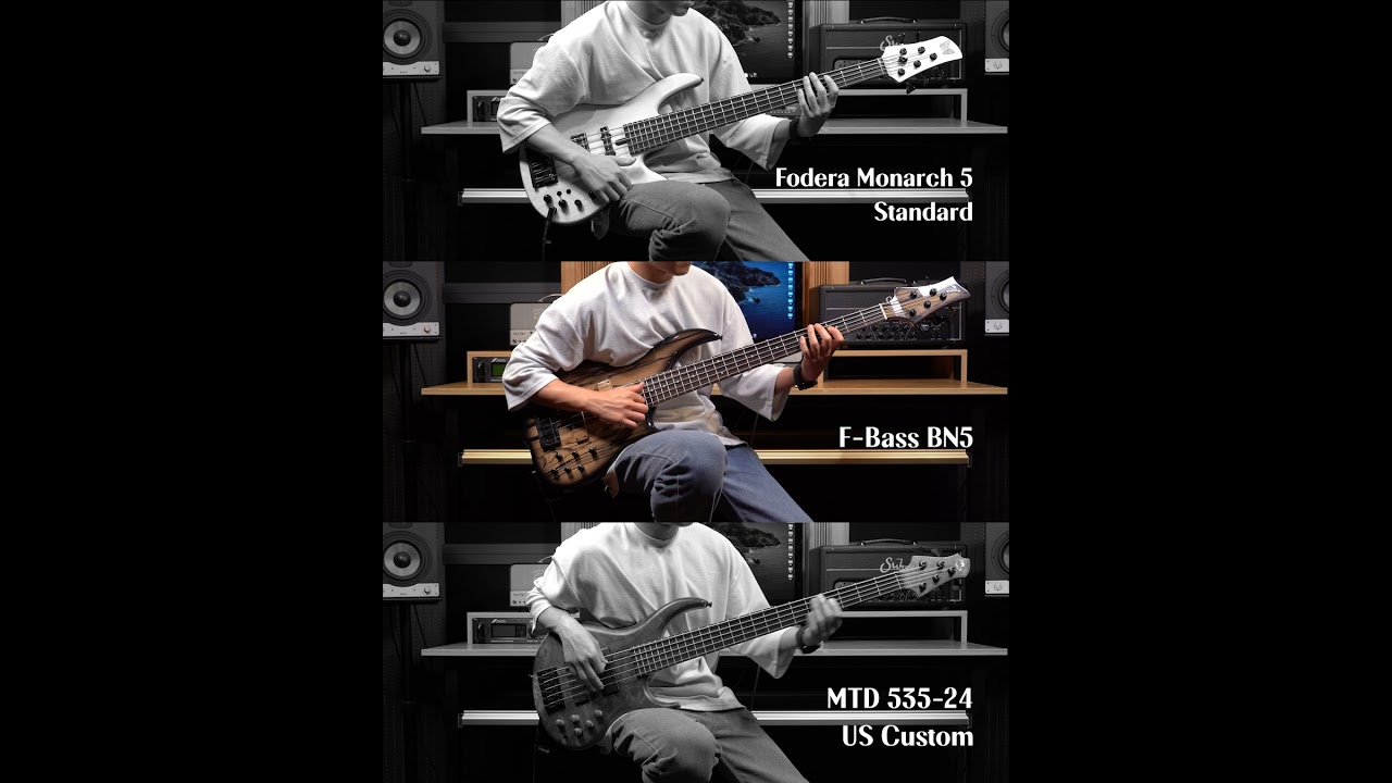 Fodera Monarch 5 Standard, F-Bass BN5, MTD 535-24 US Custom 30th Anniversary Comparison Demo