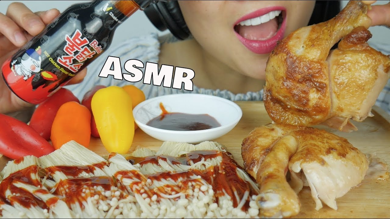 ASMR FIRE SAUCE + ROTISSERIE CHICKEN (EATING SOUNDS) NO TALKING | SAS-ASMR