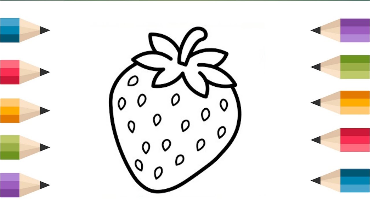 How To Draw cute strawberry Drawing, Painting & Coloring For Kids and Toddlers_ Child Art 🎨 🍎🍎