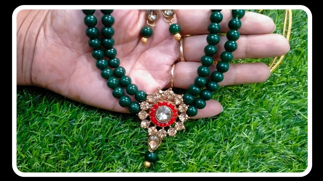 Diy|| green beads nacklace||How to make designer green beads necklace||green beads necklace turorial