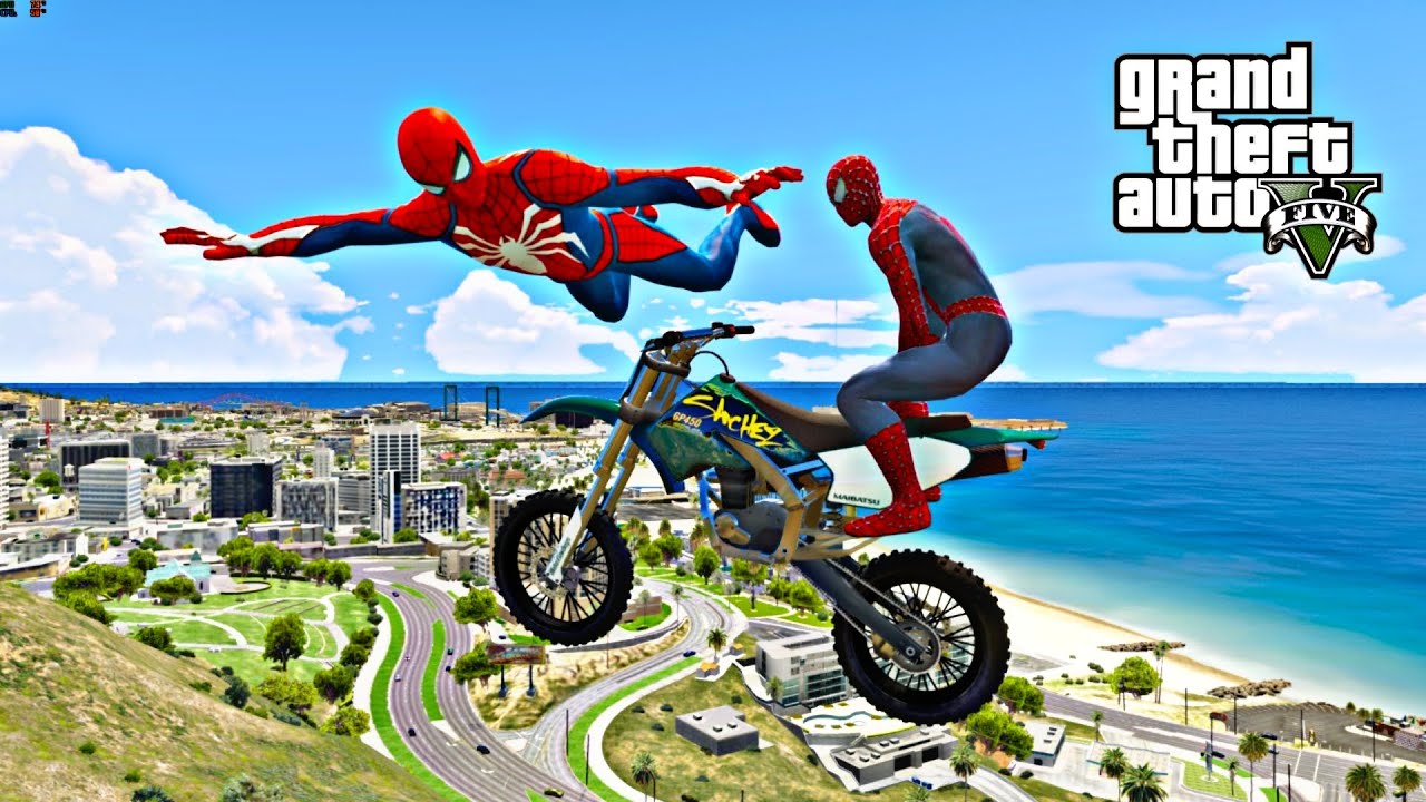 GTA 5 Stunning Ragdolls #5 Spiderman Jump Challenge (SALTOS  y acrobacias con Motos y Jet ski )