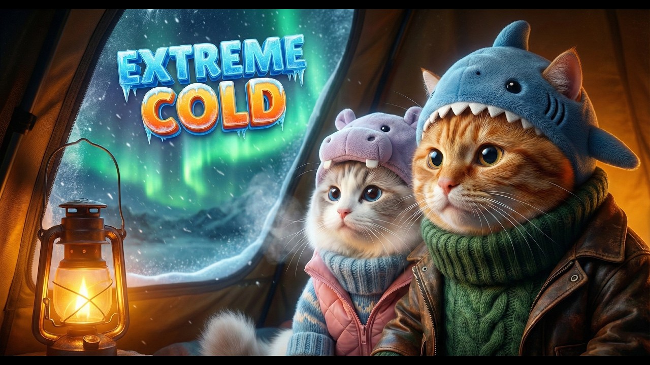 4K ASMR Winter Camping: Fluffy Ragdoll & Tabby Cat's -50°C Survival Journey (No Talking)