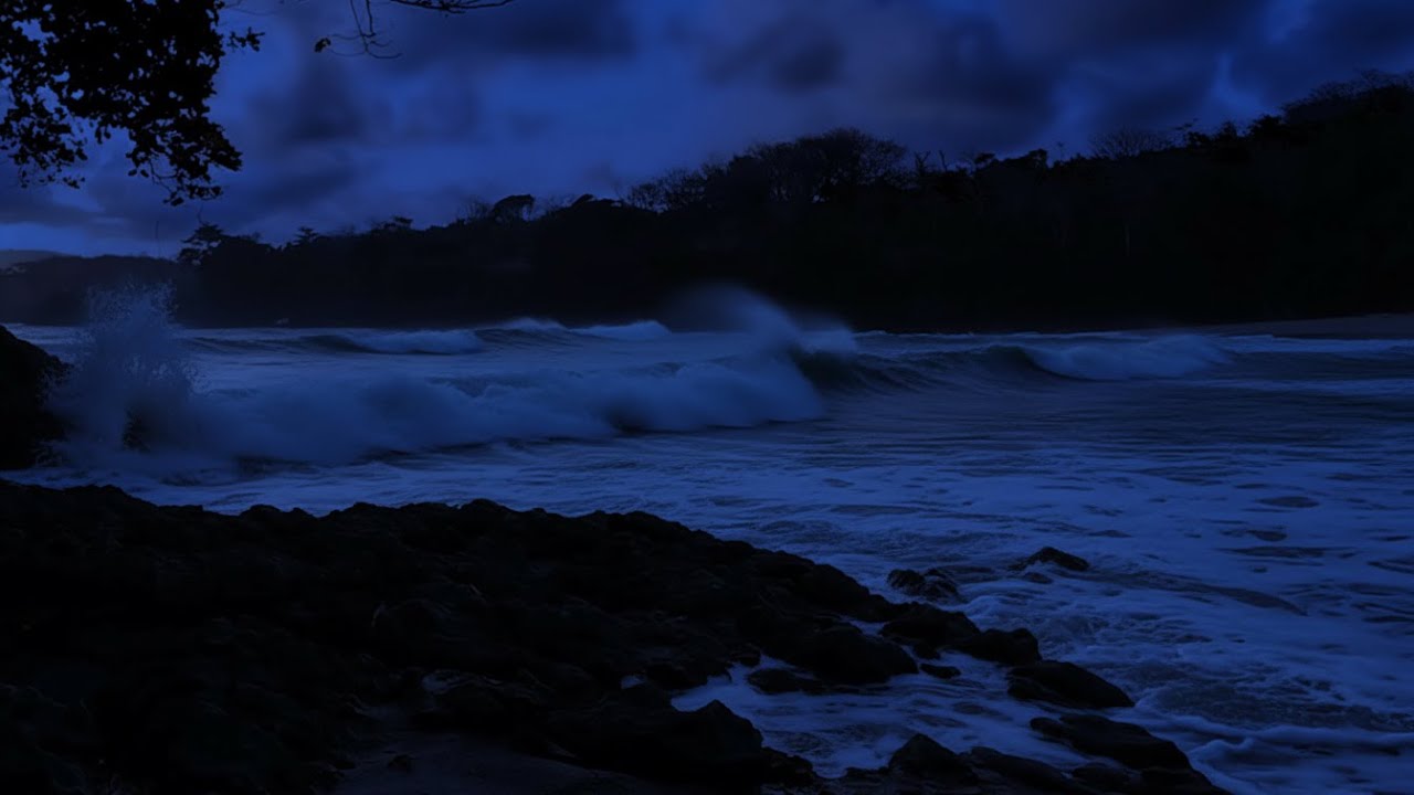 Ocean Waves at Night 🌊 | Soothing Ocean Sounds for Deep Sleep (Black Screen)