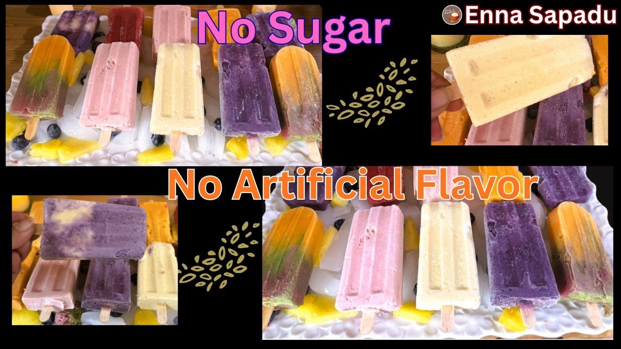 Healthy Colorful Popsicles | No Sugar, No Artificial Flavors | Natural Fruit Kuchi Ice🍍🥕குச்சி ஐஸ்