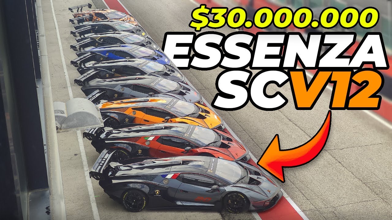 $30M WORTH OF LAMBORGHINIs | 9x Essanza SCV12 On The Track!