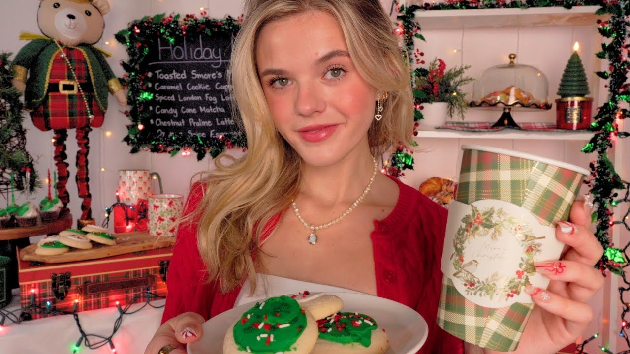 ASMR Уютная зимняя ролевая игра в кофейне ☕❄️🧸 (нежная праздничная джазовая музыка и лёгкая болто...