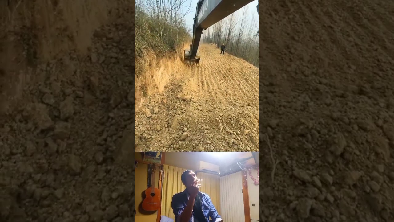 excavator - open the mountain road #excavator #construction #shorts