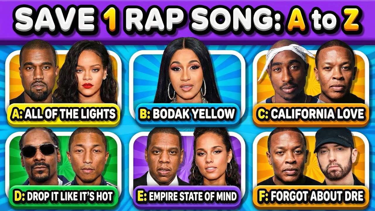 Save one rap song 🎵 A TO Z | pick one kick one song quiz | rap songs quiz 2026