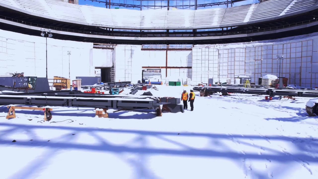 Le chantier de l'amphithéâtre vu du ciel