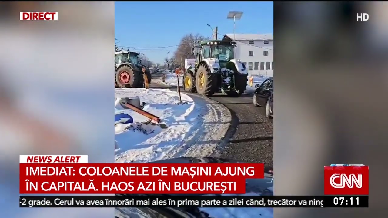 Protest cu sute de tractoare şi camioane în Bucureşti. Fermierii români blochează Capitala