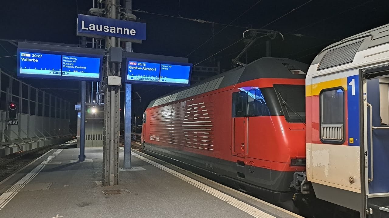Switzerland: Two SBB Class 460 electric locos depart Lausanne on a Brig to Geneve Aeroport IR train