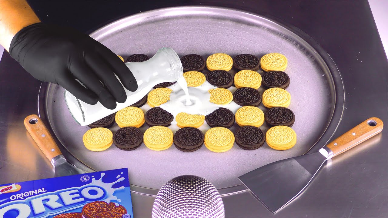 ASMR - OREO Ice Cream Rolls | oddly satisfying Tingles with Vanilla & Chocolate Cookie Ice Cream