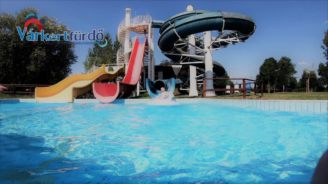 Várkertfürdő - 2020 - Pápa - Összes csúszda - Ugrótorony - Water play 4K