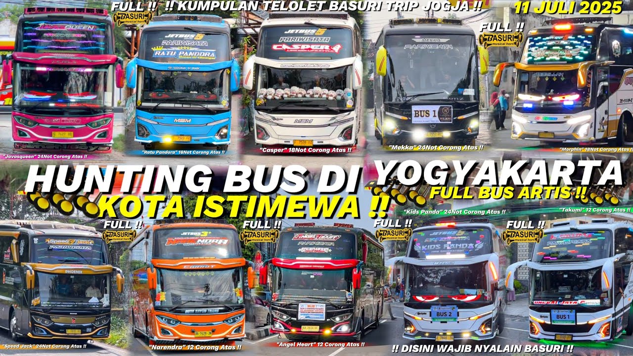 HEBOH‼️KUMPULAN BUS TELOLET TRIP MANIA DI JOGJA 🤩💃 BANYAK ARTIS BUS!! FULL BASURI CORONG ATAS🥳🤯