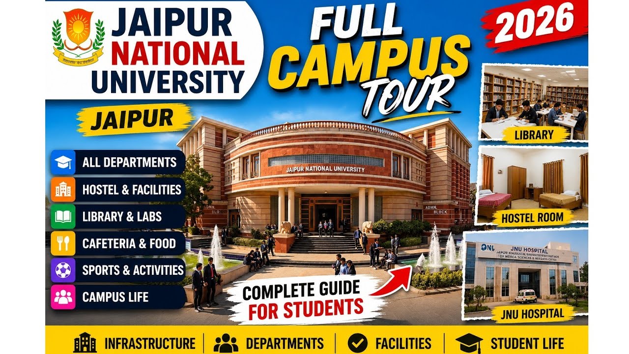 Jaipur National University Jaipur Full Campus Tour 2026 Departments, Hostel,Campus Life & Facilities