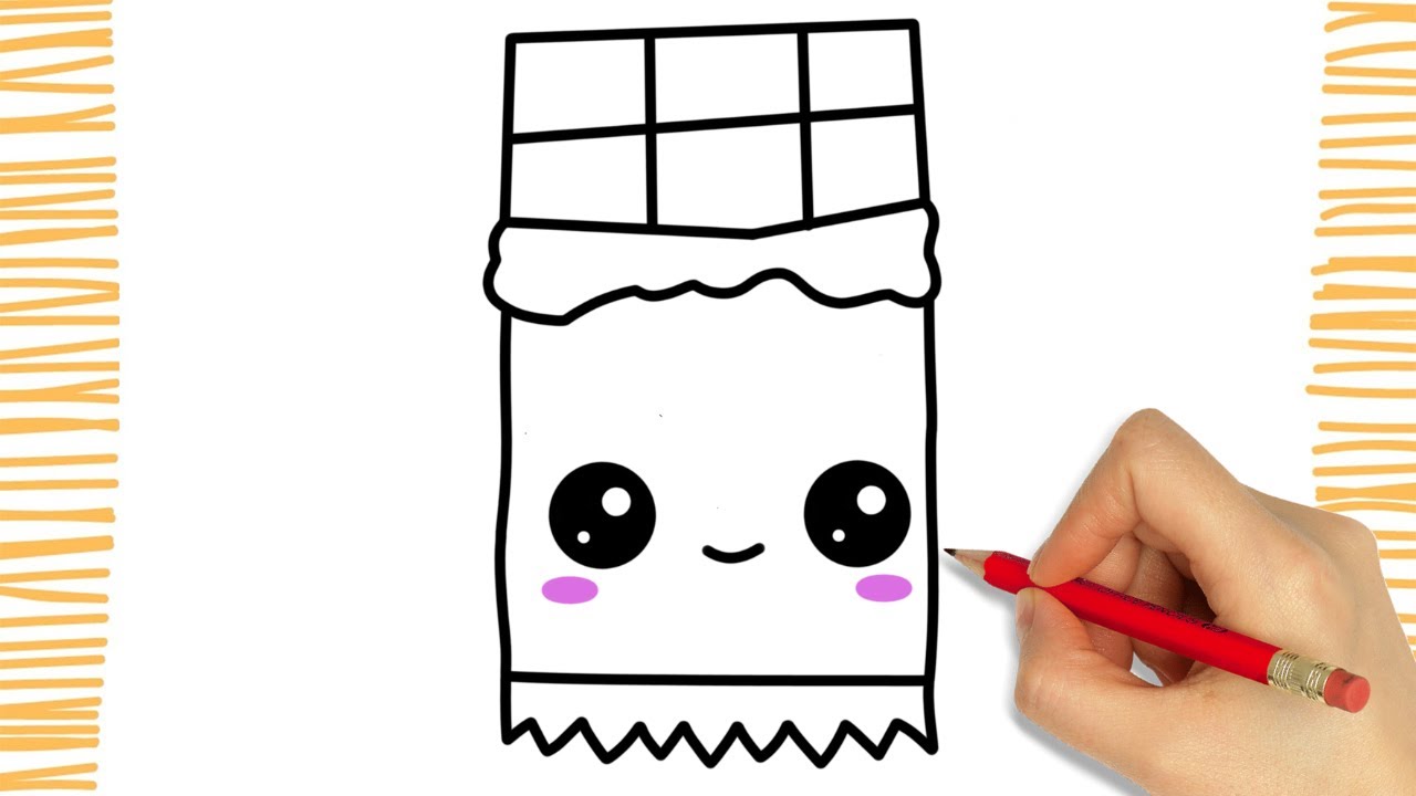 Como dibujar una BARRA DE CHOCOLATE I paso a paso