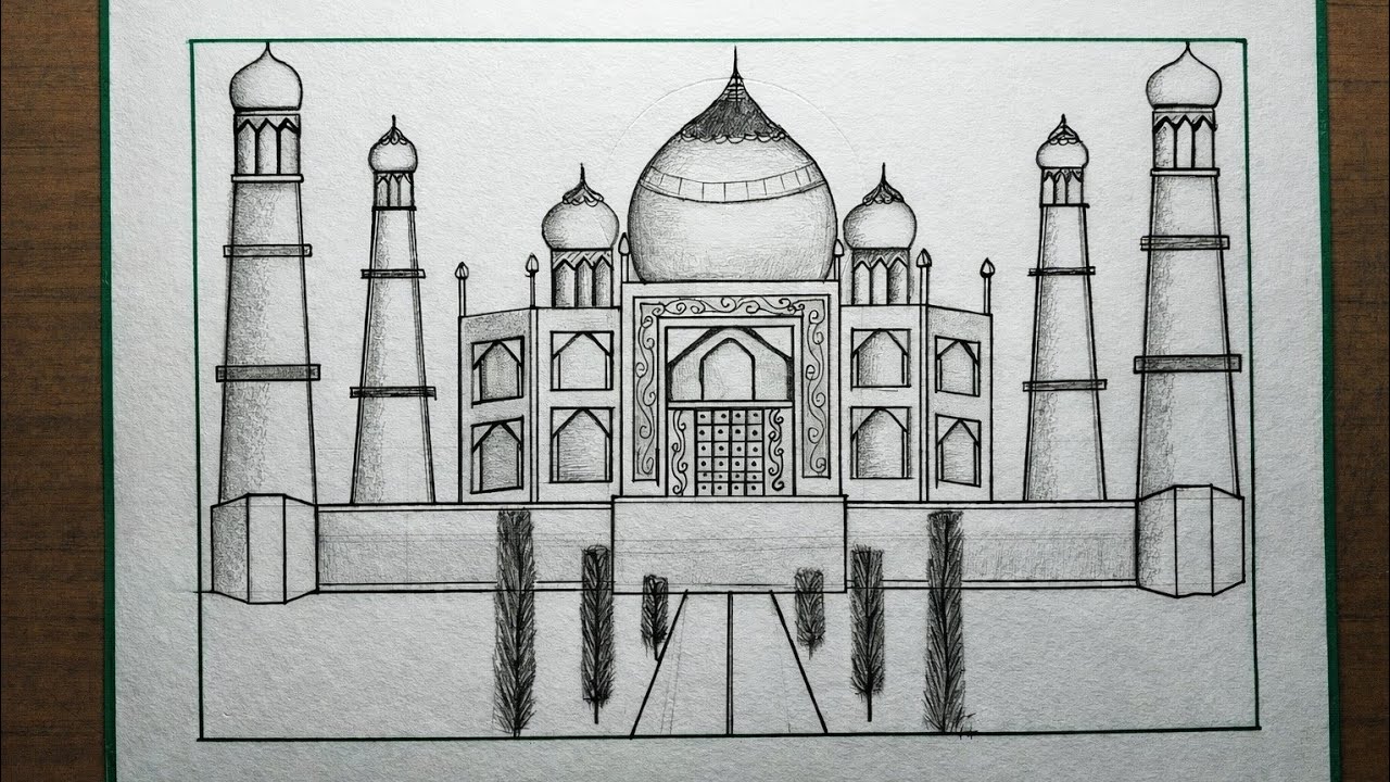 taj mahal drawing easy | taj mahal drawing step by step |  taj mahal drawing easy and simple 🏰