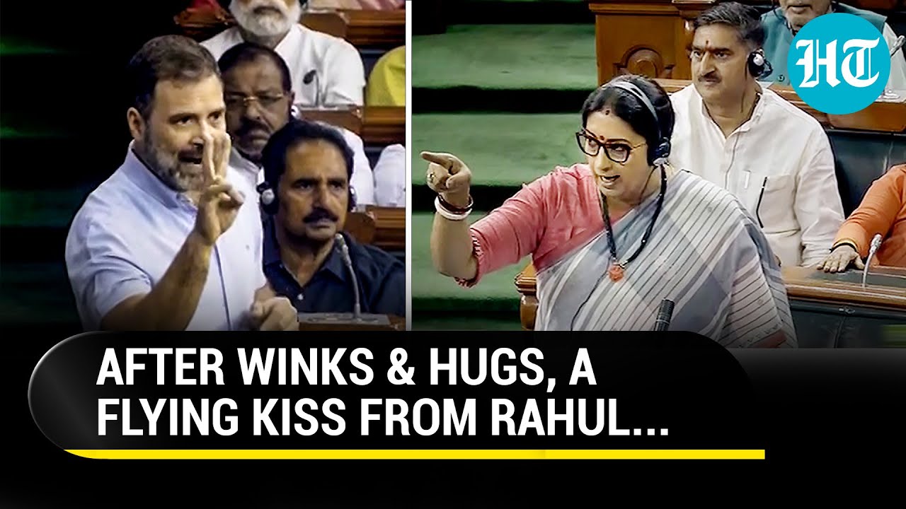 Rahul Gandhi 'Flying Kiss' In LS Stokes Storm; Smriti Irani Attacks 'Misogynistic Man'