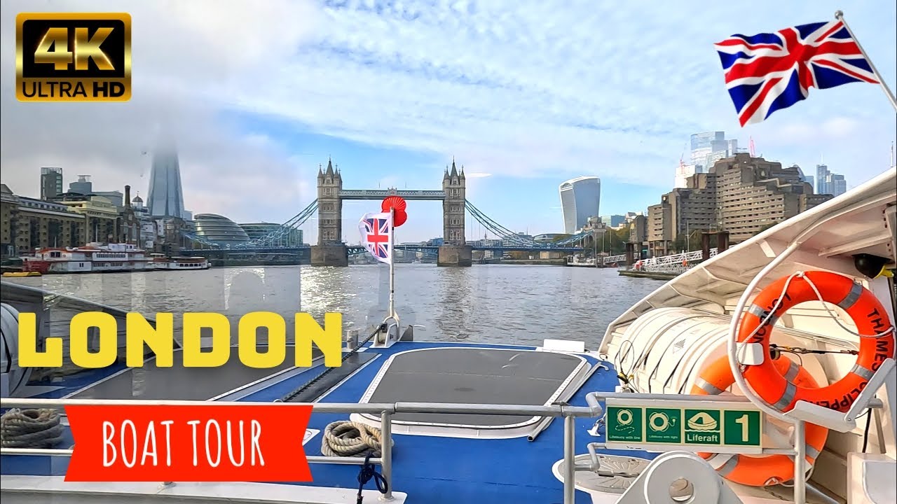 London Boat Ride 4K Virtual Ride on an Uber Boat under London Tower Bridge