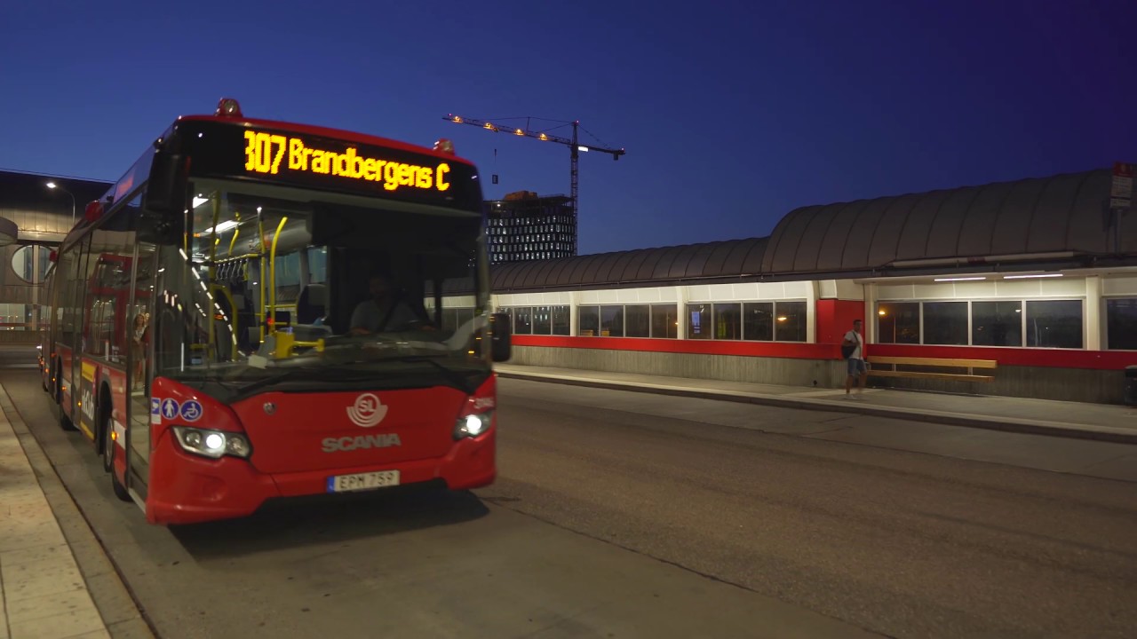 Sweden, Stockholm, bus 807 night ride from Gullmarsplan to Hanviken