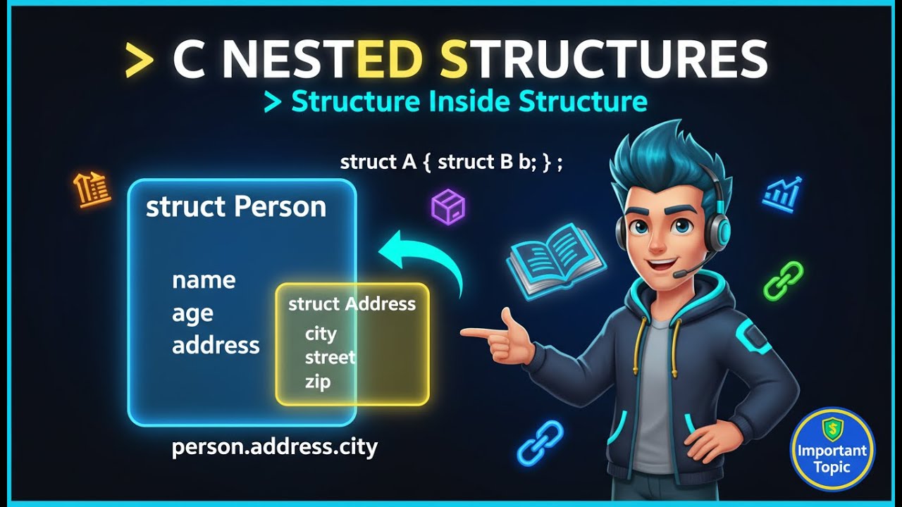 C Nested Structures Explained 🏗️ | Structures Inside Structures in C