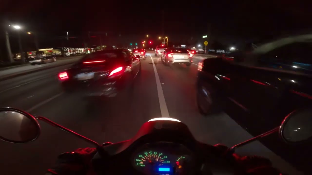 Night Time Drive Home From Dinner On 169cc Scooter