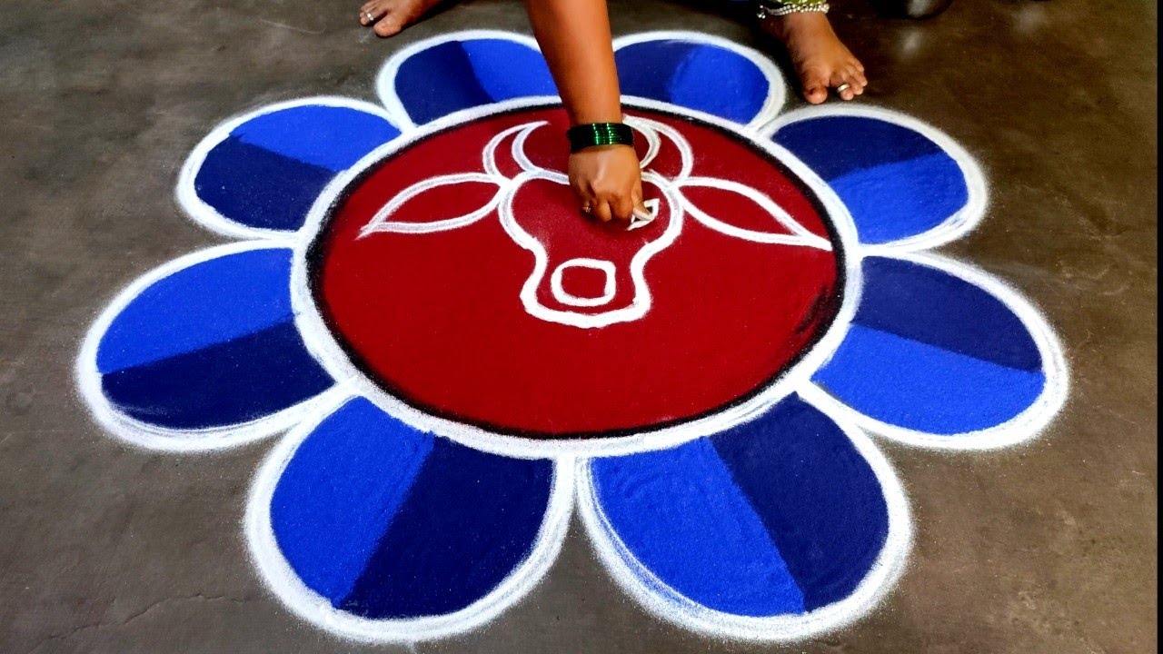 New maatu Pongal kolam|sankranthi basavanna muggulu| Pongal maadu kolam| super Amazing rangoli