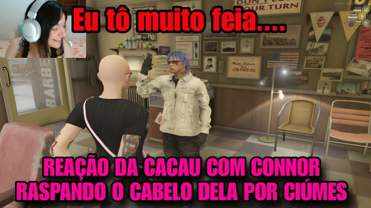 REAÇÃO DA CACAU COM CONNOR RASPANDO O CABELO DELA POR CIÚMES 