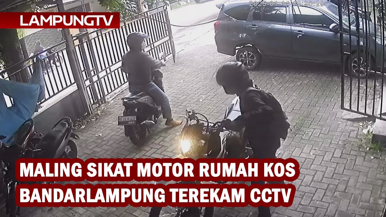 Maling Sikat Motor Kosan Bandarlampung Terekam CCTV