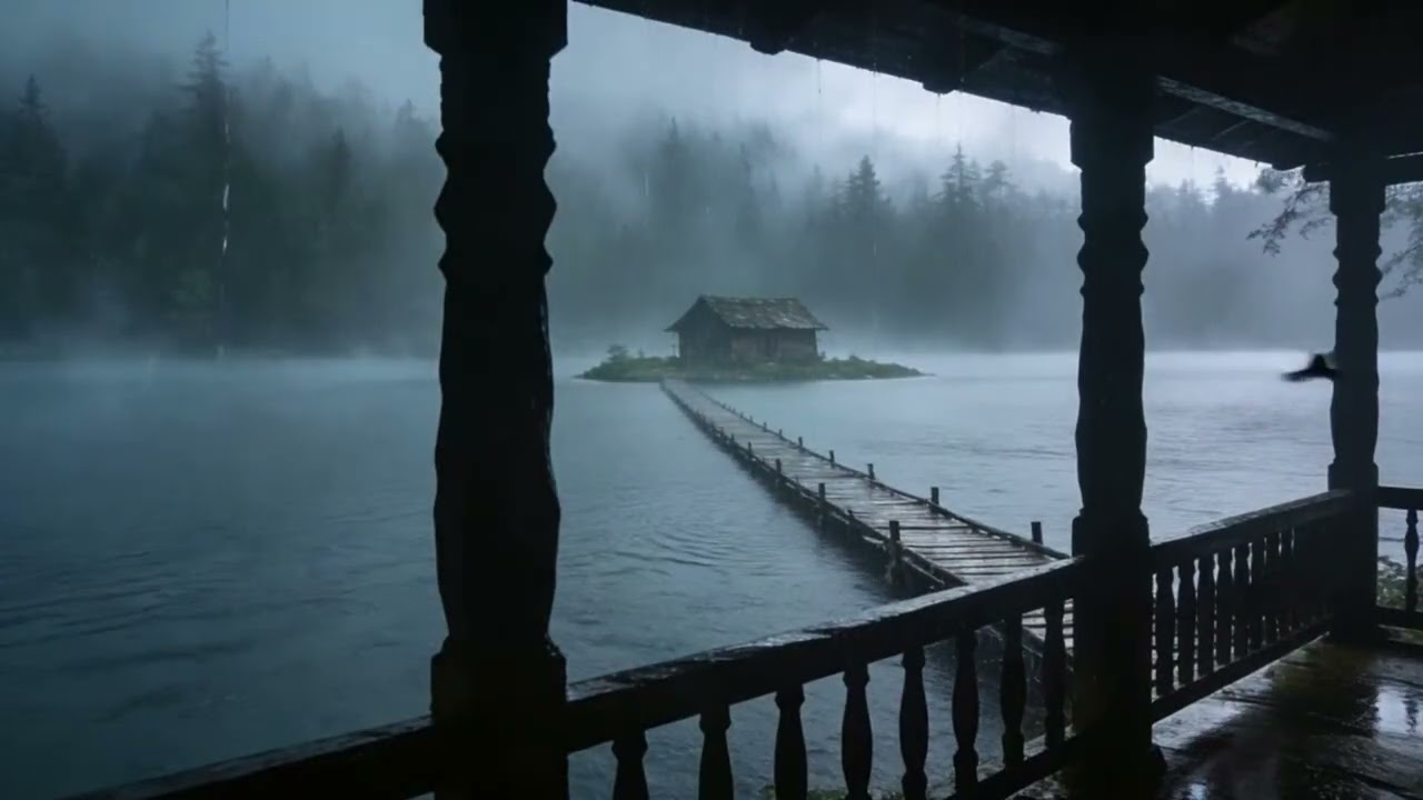 Heavy Rain and Thunderstorm Sounds 🌩️ Fall Asleep Fast in a Cozy Cabin Ambience at Night