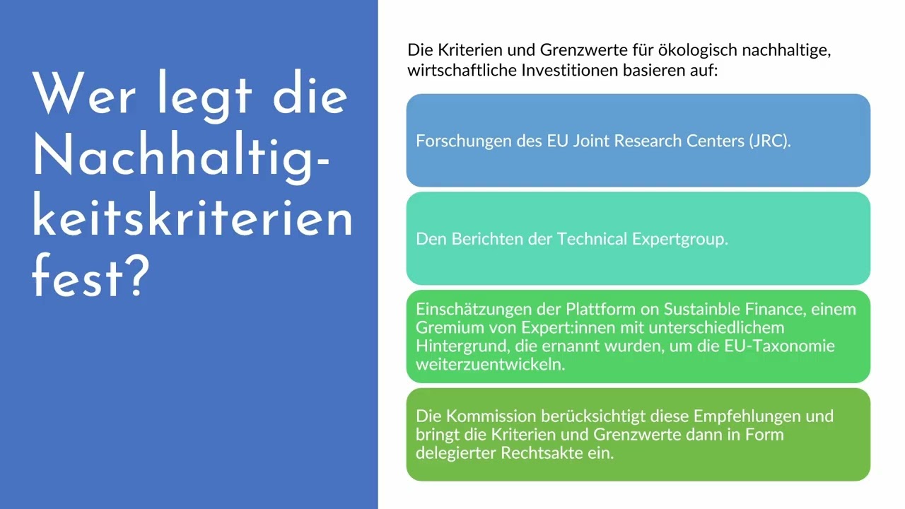Taxonomie ökologisch nachhaltige Wirtschaftaktivitäten