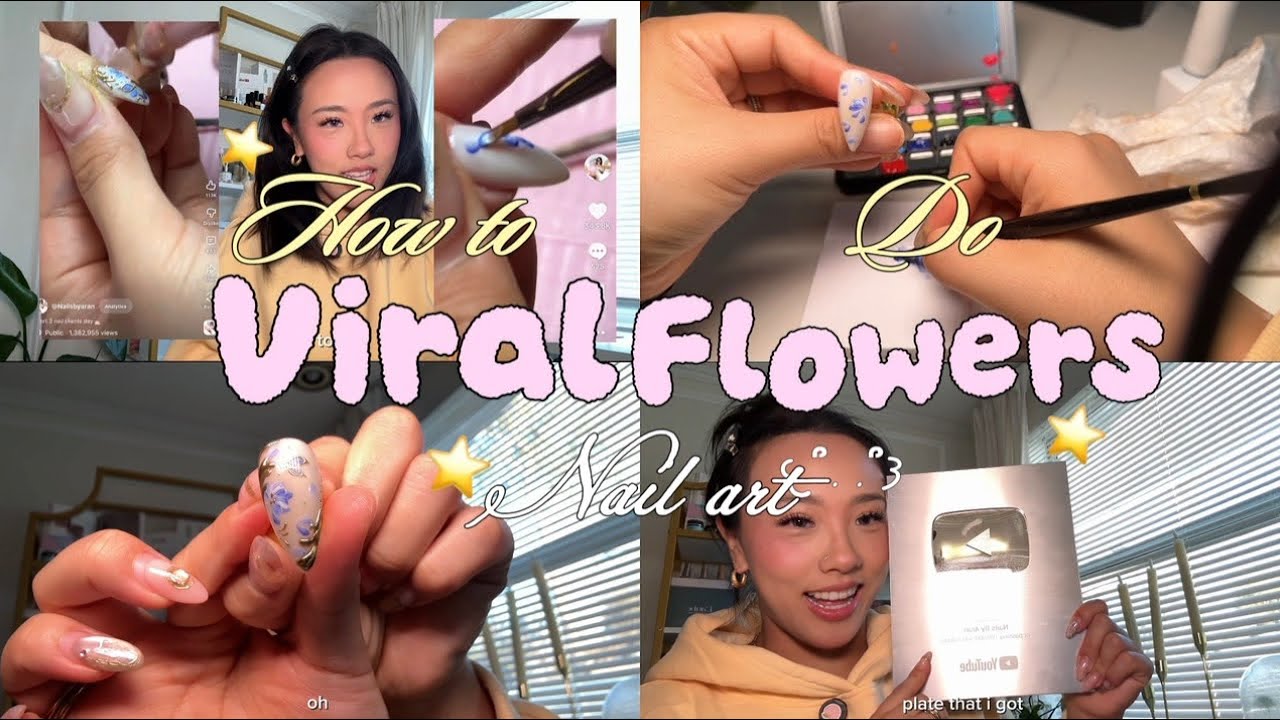Viral FLOWER NAIL ART tutorial🌸✨🤍 (over millions views)