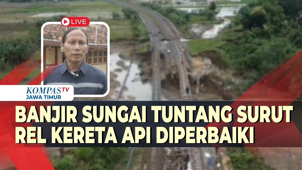 Banjir Luapan Sungai Tuntang Mulai Surut, Rel Kereta Api di Grobogan Diperbaiki