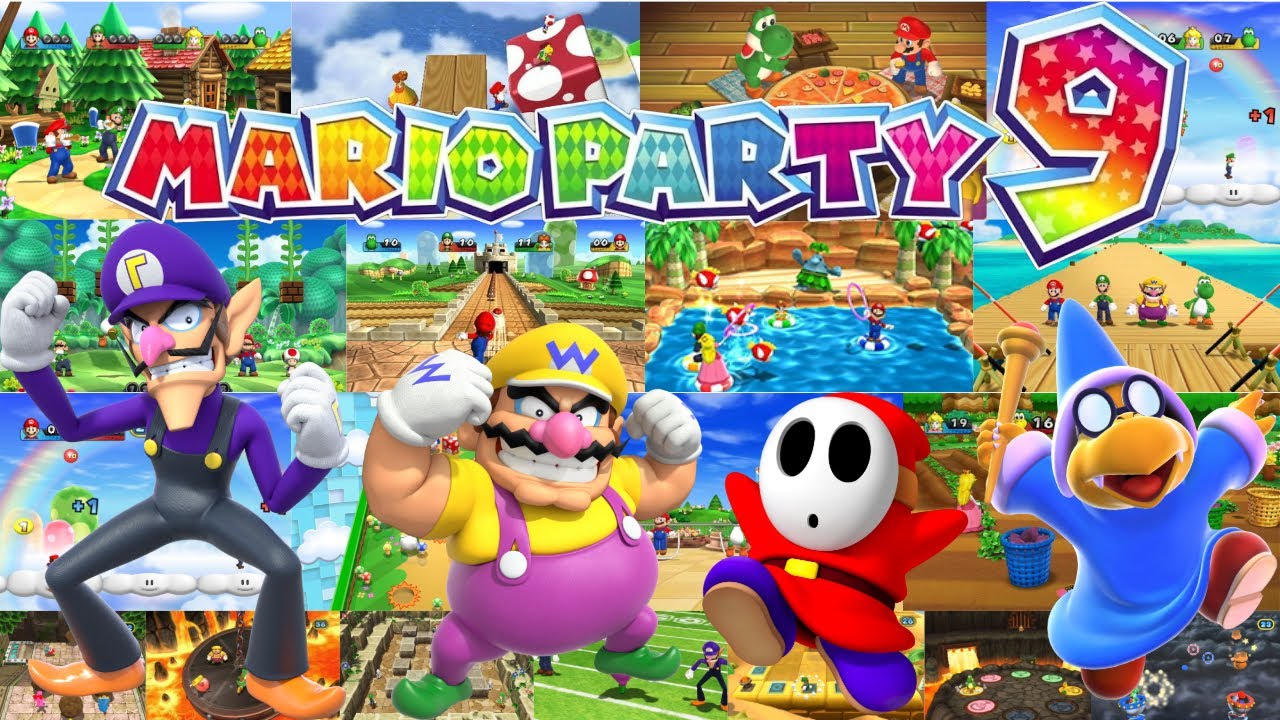 ROUND 2 OF PLAYING ALL MINIGAMES:Mario Party 9: All Minigames (4 players, bowser jr, and 1 vs 3)