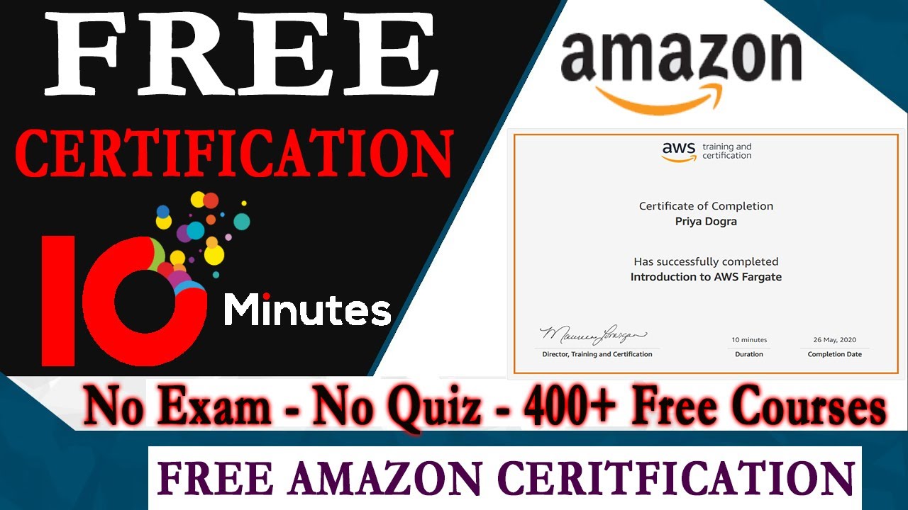 Amazon AWS Free Certification - Free AWS Digital Training & Certification - No Exam - No Quiz