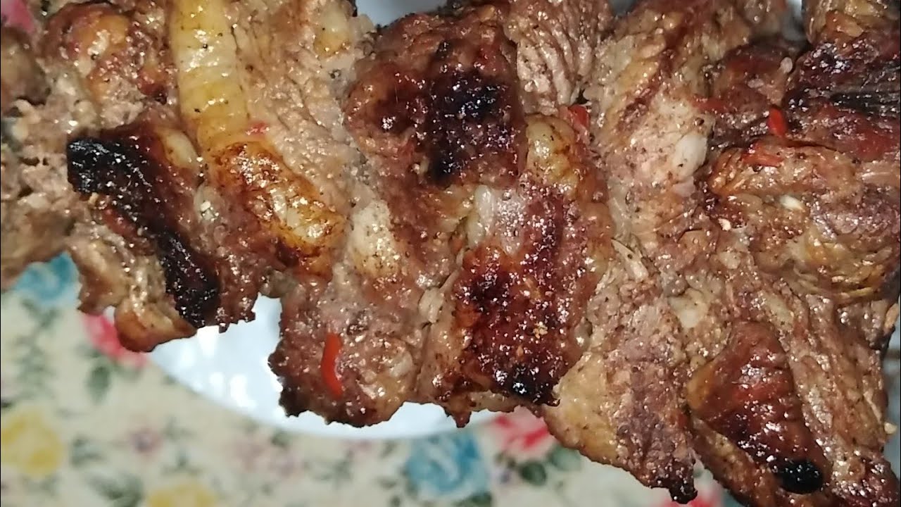 اللحمة المشويه في سيخ الفرن