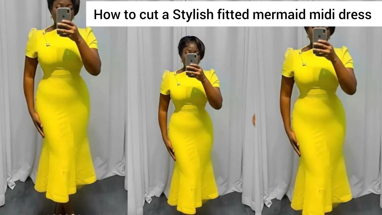 How to cut a Stylish fitted midi mermaid dress