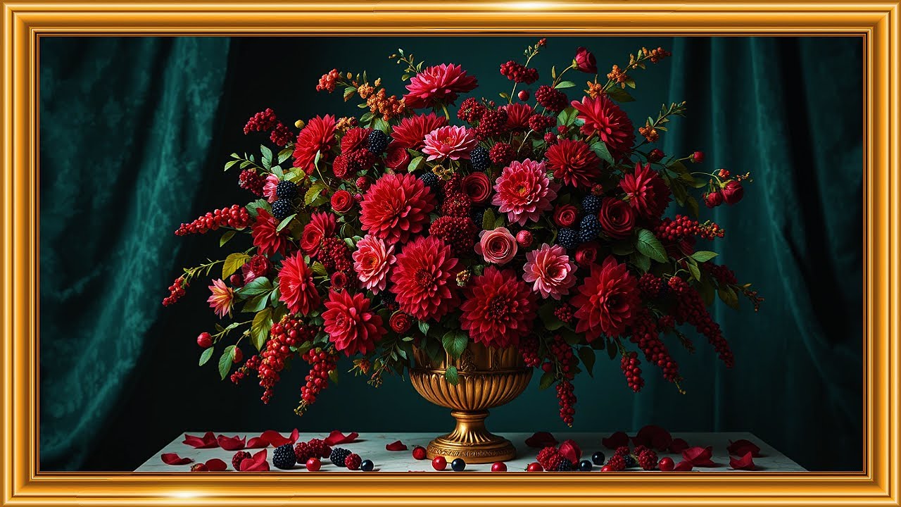 Opulent Baroque Garden Still Life | Dutch Golden Age Floral Masterpiece 4K