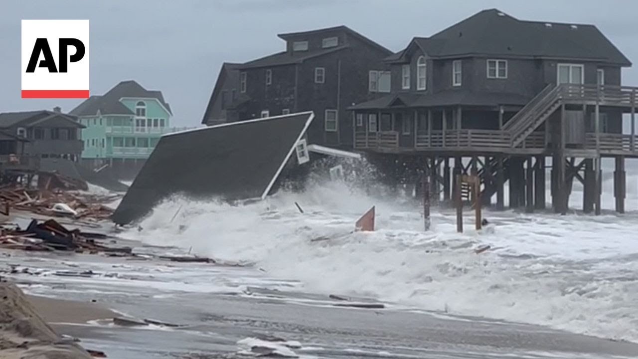 Houses along North Carolina's Outer Banks collapse as hurricanes rage in Atlantic