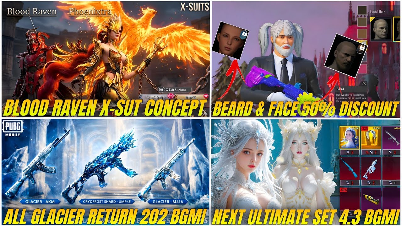 BLOOD RAVEN X-SUT RETURN 🔥 NEW X-SUT 3D REWARDS | ALL GLACIER GUN RETURN 🤩 NEXT ULTIMATE SET LEAKS 