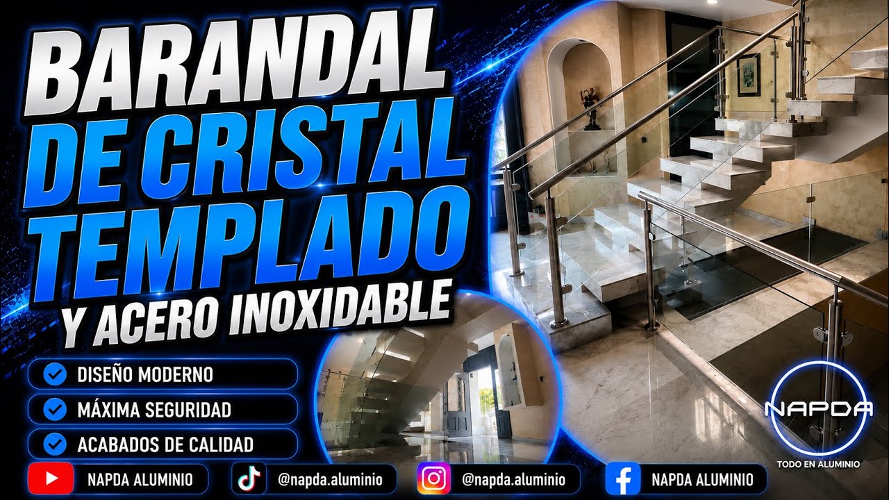 🕵️‍♂️BARANDAL DE CRISTAL TEMPLADO👷‍♂️