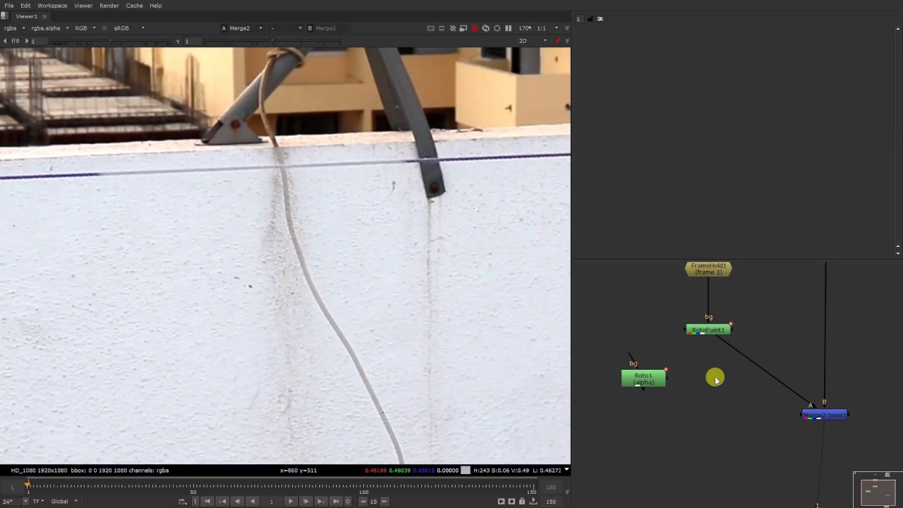 Nuke paint Tutorial- wire removal rope removal